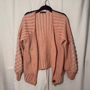 Sonoma Blush Cardigan with Textured Sleeves
